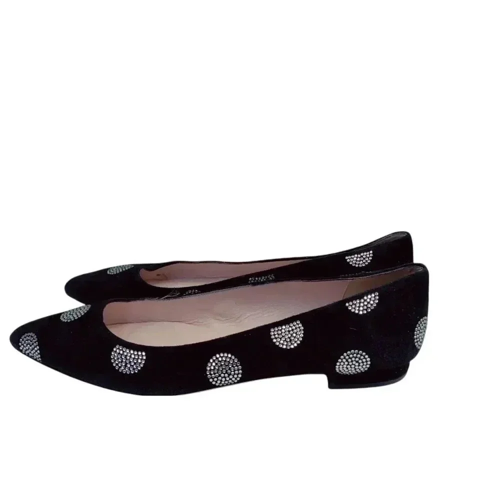 Kate Spade Bayla black suede crystal polka dot pointed flats size 7.5 - Picture 14 of 16